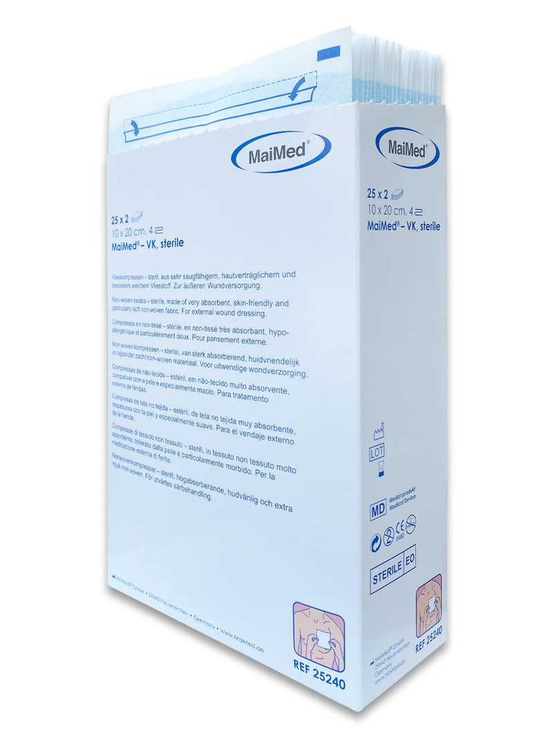 Non-Woven Sterile Dressings, 10 X 20 Cm, Sterile, 4 Layers, Pack Of 50, Non-Adhesive Wound Dressing, Wound Dressings For External Wound Supply, Blood Absorption And Secretion Absorption - NewNest Australia