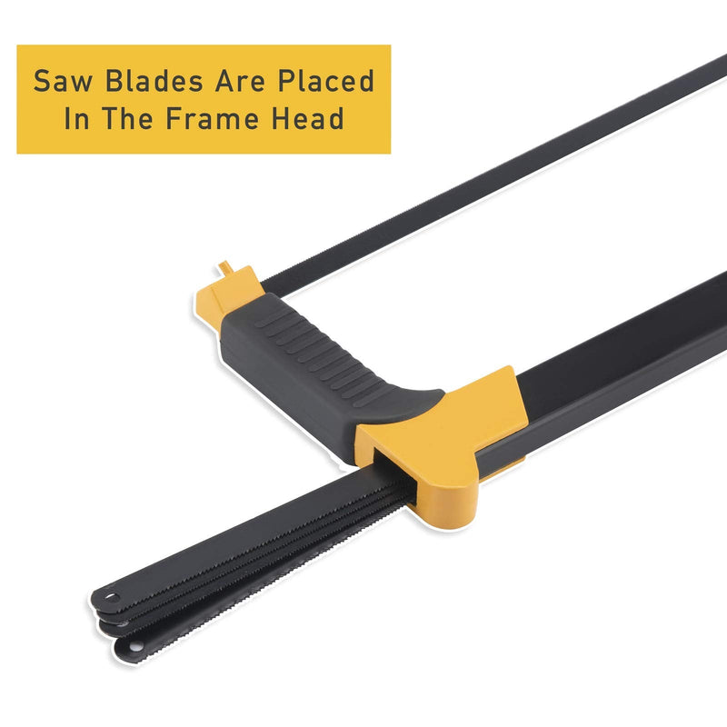 LAND 12 Inch Hacksaw - Heavy Duty Coping Saw with 4 Extra High-Carbon Steel Blade, for PVC, Pipe, Carpentry - NewNest Australia