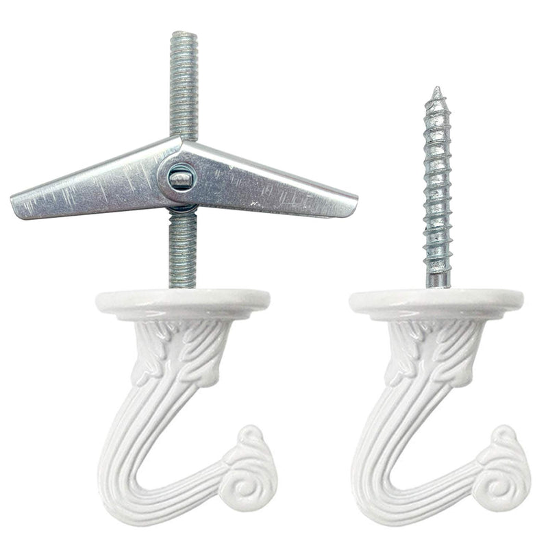 NewNest Australia - 10 Sets Ceiling Hooks - Heavy Duty Swag Hook with Hardware for Hanging Plants Ceiling Installation Cavity Wall Fixing White 