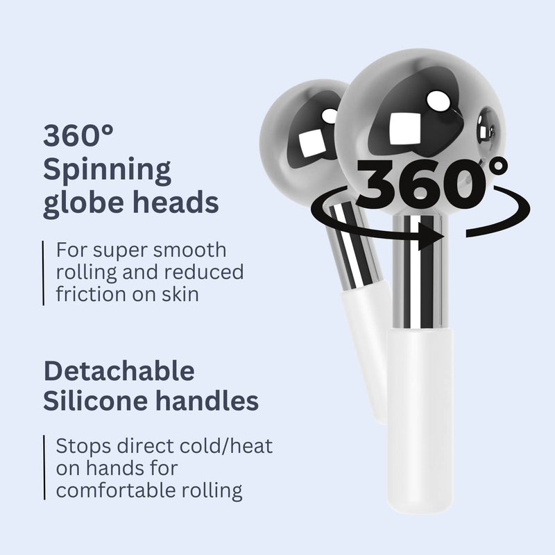 Ice Globes for Facials by Eli with Love - 360 Rotating Unbreakable Steel Ice Globes with Carry Case - Professional Esthetician Supplies - Ice Roller for Face and Eyes - Ideal Skincare Tool for Facials - NewNest Australia