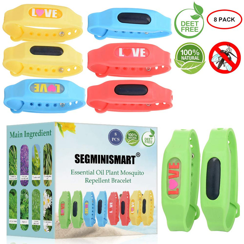 SEGMINISMART Mosquito Repellent Bracelet,Anti-Mosquito Bracelet,Insect Repellent Bands,Long-Lasting Waterproof Mosquito Repellent Bracelet Protection for Adult Kid 8 Count (Pack of 1) - NewNest Australia