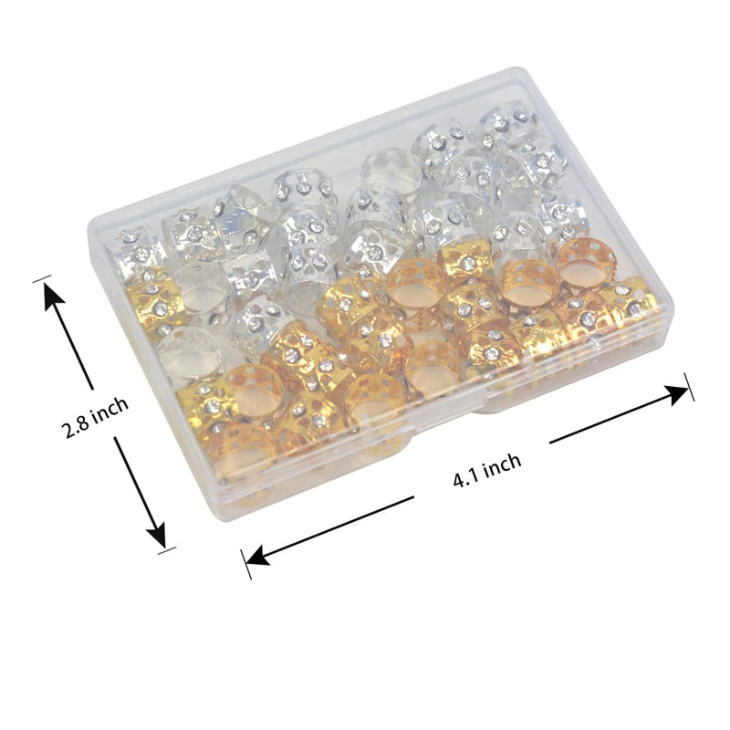 40 Pieces Golden and Silver Dreadlocks Beads Rhinestone Hair Ring Aluminum Adjustable Metal Cuffs Hair Decorations Rings Clips (20 Pcs Gloden and 20 Pcs Silver) 20 Pcs Golden and 20 Pcs Silver - NewNest Australia