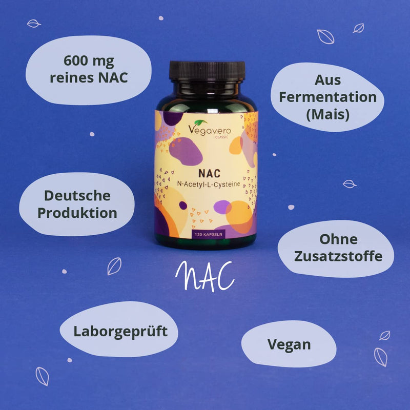 Nac | From Fermentation - Not Synthetic | N-Acetylcysteine 600Mg | High Dose | Laboratory Tested | 100% Pure Amino Acid | Vegan - No Additives | German Production By Vegavero - NewNest Australia