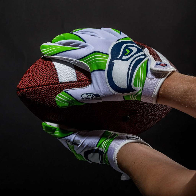 Franklin Sports Youth NFL Football Receiver Gloves - Kids Football Gloves Pair - NFL Team Logos and Silicone Palm - All Youth Sizes - Great Game Gear + Football Costume Accessory Seattle Seahawks Youth Medium/Large - NewNest Australia