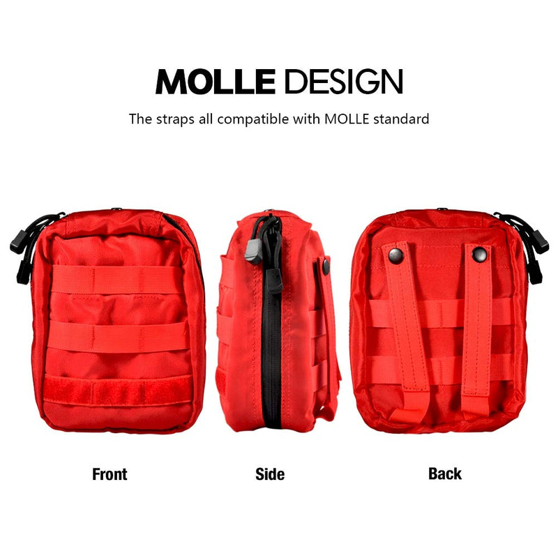 Yosoo Health Gear Tactical First Aid Bag, First Aid Kit Bag Empty For Car, Travel, Sports, Camping, Home, Hiking Or Office, Molle Emt Pouches Emergency Survival Kit-Red - NewNest Australia