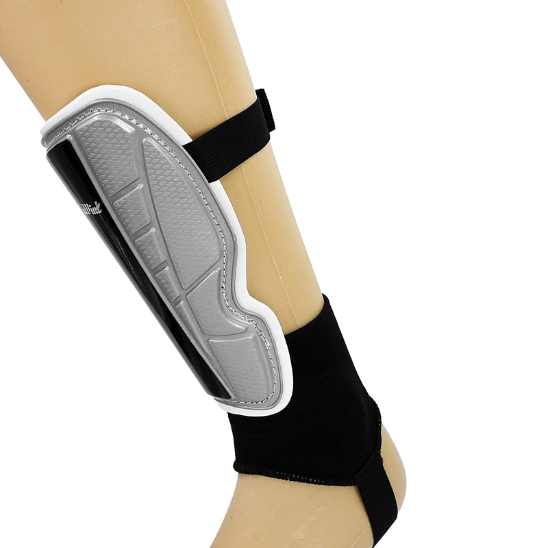 Luwint Kids Soccer Shin Guards with Ankle Protection, Comfortable Child Calf Pads Protective Gear Soccer Equipment for 8-12 Yrs Silver+Black Small - NewNest Australia