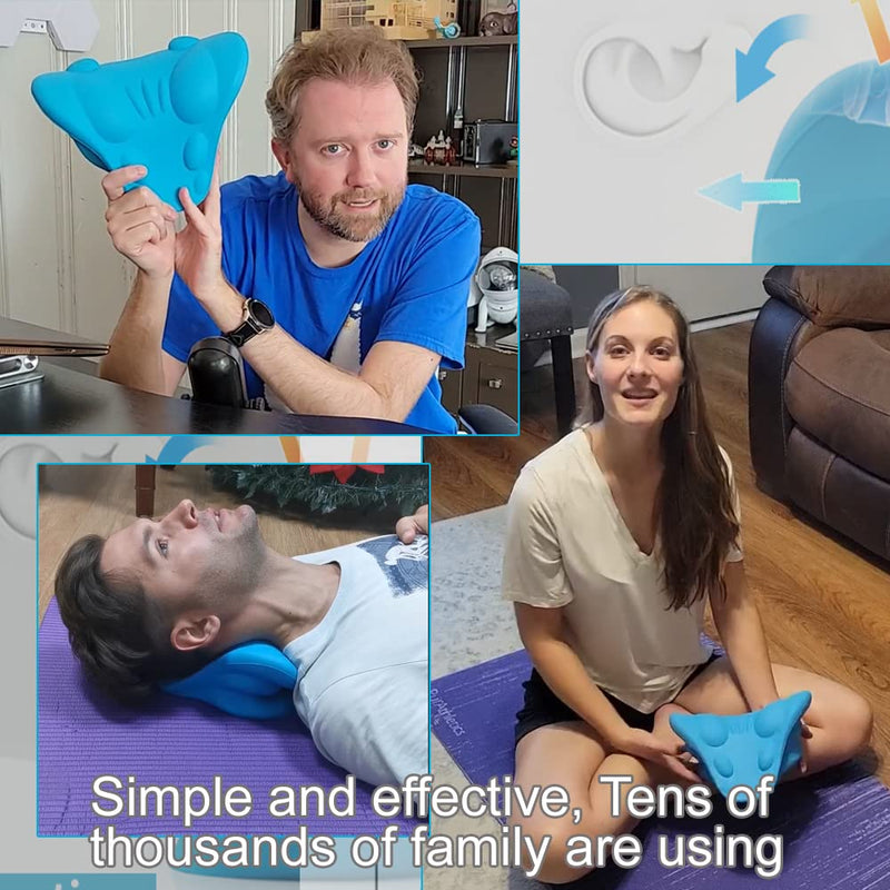 REARAND® 3 in 1 Neck Cloud,Neck Stretcher, Back Stretcher for Neck, Should or Back Pain Relief,Neck bulging,Cervical Spine Alignment,TMJ Chiropractic Pillow,Posture Corrector, REARAND Stretcher Blue - NewNest Australia