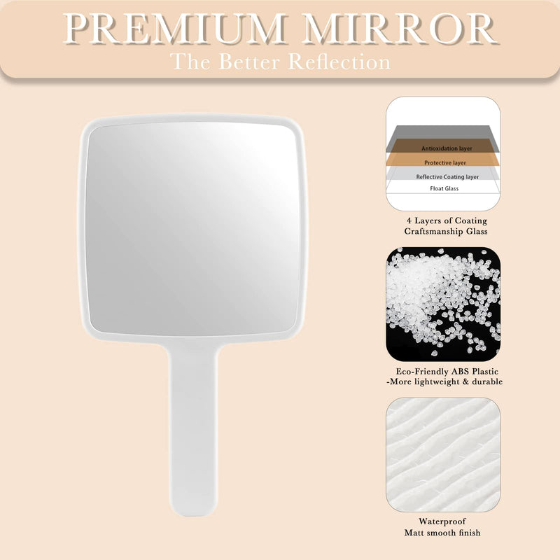 Jasefa Hand Mirror, Handheld Mirror with Handle for Makeup, Portable Cute Hand held Mirror for Shaving, Travel Men & Women(White) Milk White - NewNest Australia