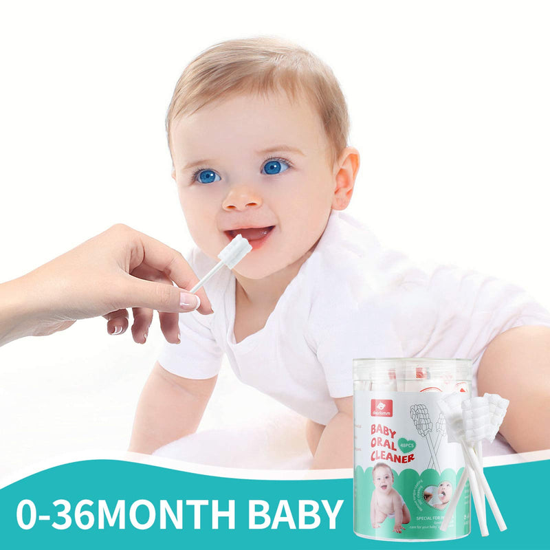 Baby Tongue Cleaner, Newborn Baby Toothbrush, 48PCS Disposable Infant Toothbrush Clean Baby Mouth,Gauze Gum Cleaner Toothbrush Baby Oral Cleaning Stick Dental Care for 0-36 Month Baby 1Pack - NewNest Australia