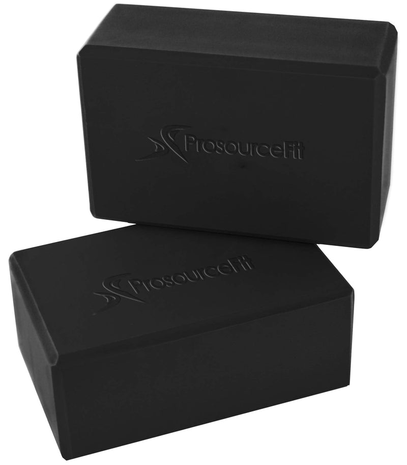 Prosource Fit Foam Yoga Blocks Set of 2, High Density EVA Yoga Bricks, Sturdy Yoga Prop Large Size 4”x 6” x 9” Black - NewNest Australia