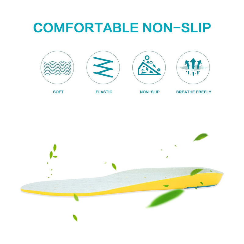 MOISO Memory Foam Orthotic Insoles for Plantar Fasciitis with Arch Support Shock Absorption Metatarsal Pad Stoma Design for Men & Women 8-10.5 UK Women / 7.5-10 UK Men Yellow - NewNest Australia