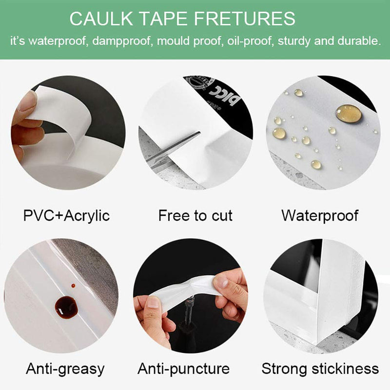 White Caulk Strip, 2 Inch x 33 Feet Self Adhesive Caulk Tape Caulking Sealing Tape for Kitchen Countertop Sink Bathtub Bathroom Shower Toilet and Floor Wall Edge Protector 49/25 Inch Width x 33 Feet Length White - NewNest Australia