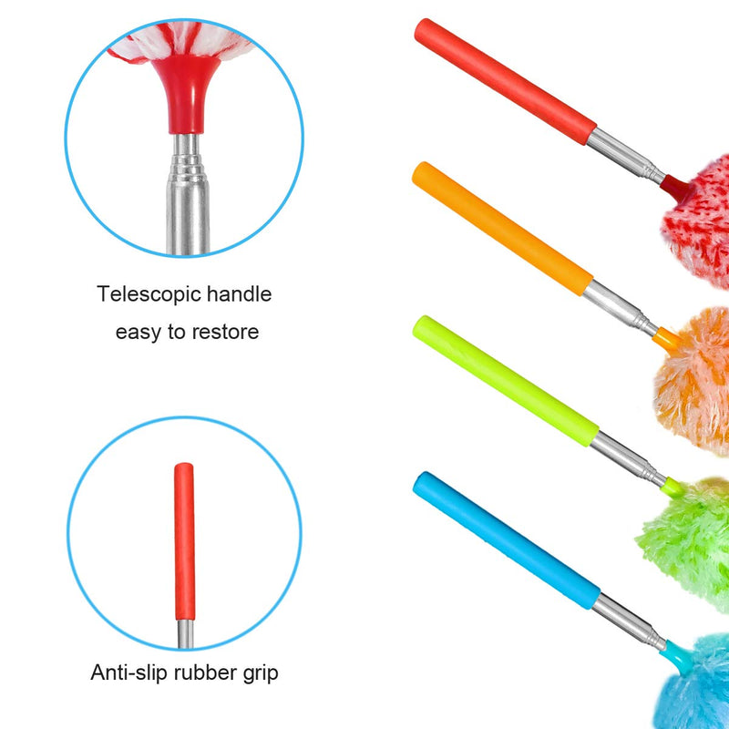 Tonmp 4 Pcs Microfiber Duster, Microfiber Hand Duster Washable Microfibre Cleaning Tool Extendable Dusters for Cleaning Office, Car, Computer, Air Condition, Washable Duster - NewNest Australia