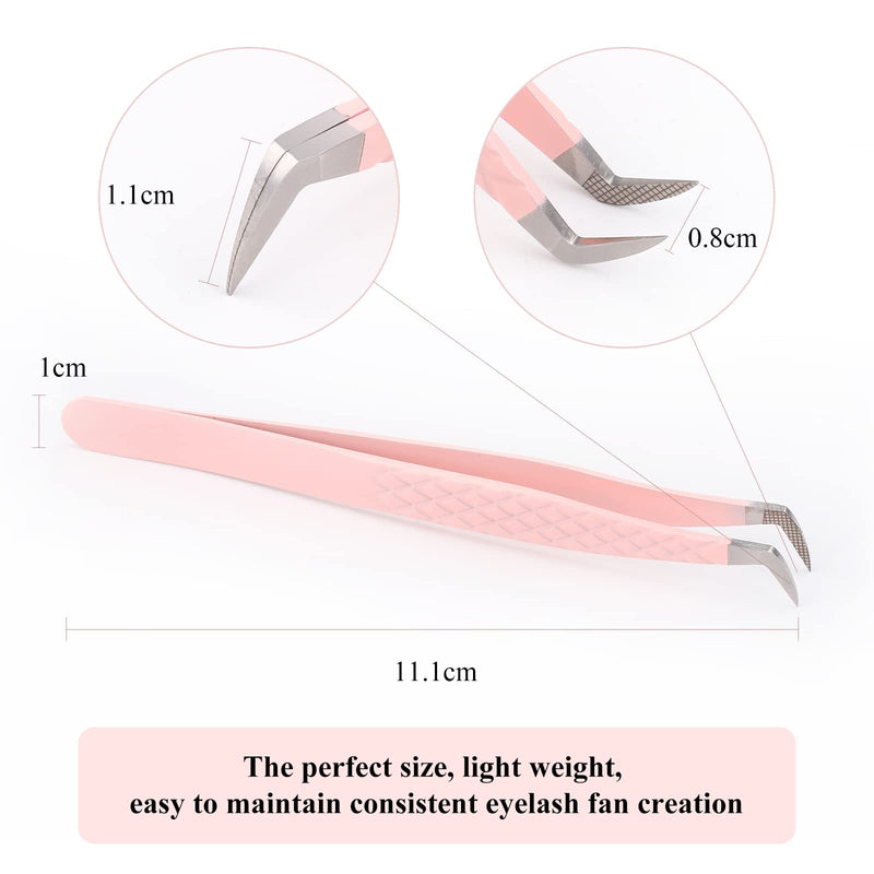 One Piece Eyelash Extension Tweezers, Pink Stainless Steel Curved Tip Professional Eyelash Tweezers Striped FADVAN(Olecranon Clip) LW-YZ - NewNest Australia