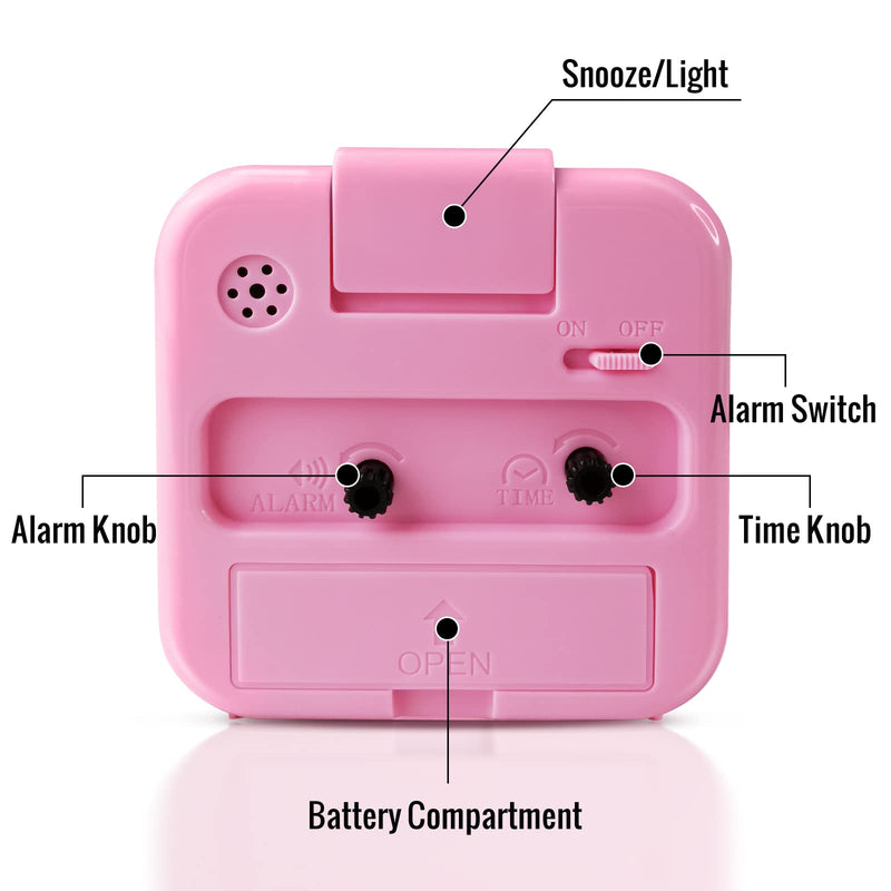 Lamisola Small Battery Operated Analog Alarm Clock, Travel Clock,Slient Bedside Clocks for Bedrooms Bathroom Shelf Desk,Pink Pink - NewNest Australia