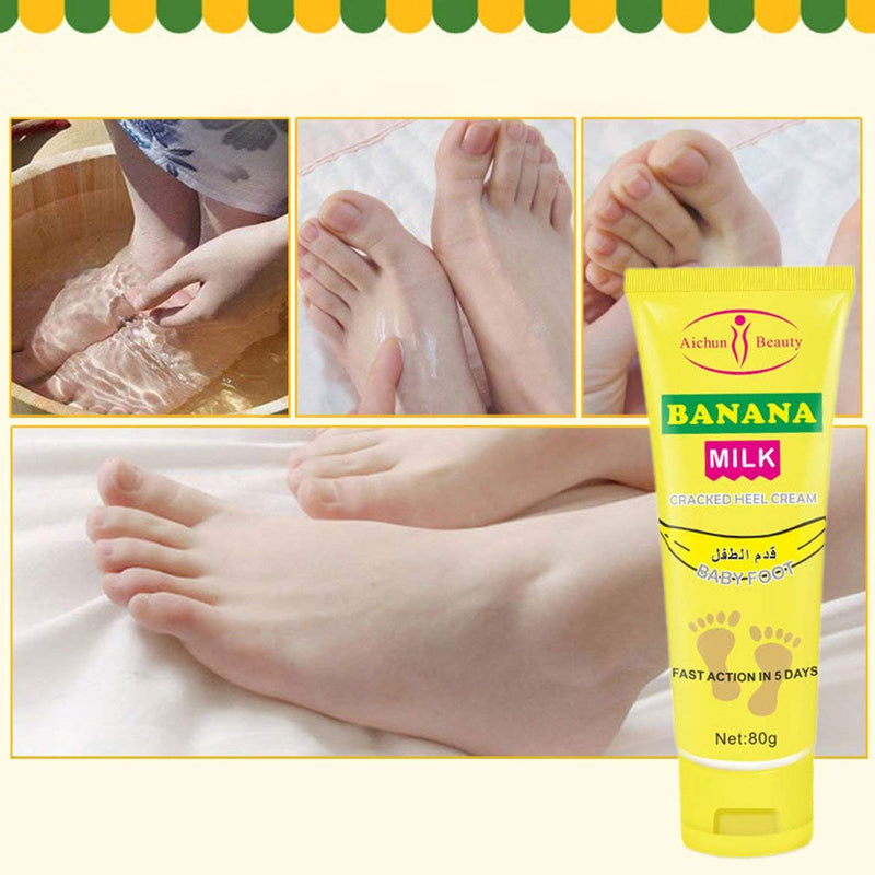 AICHUN BEAUTY Cracked Heel Cream Foot Care Banana Milk Cream Repair Relieves Rough Dry Skin Baby Foot Chilblains Hyperkeratosis 80g - NewNest Australia