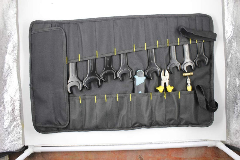 32 Pocket Tool Roll Organizer - Wrench Organizer & Tool Pouch - Wrench Roll Includes Pouches for 10 Sockets Pouch Kit for for electricians, mechanics, handyman or any other professional (Black) - NewNest Australia