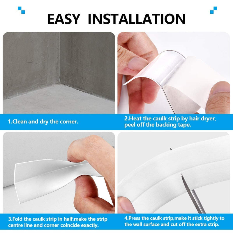 Bath & Kitchen Caulk Tape Sealant Strip,PVC Self Adhesive Tub and Wall Sealing Tape Caulk Sealer,Caulk Strip,sealant Tape,Shower Tile Sealer Adhesive sealant （2Pcs） - NewNest Australia