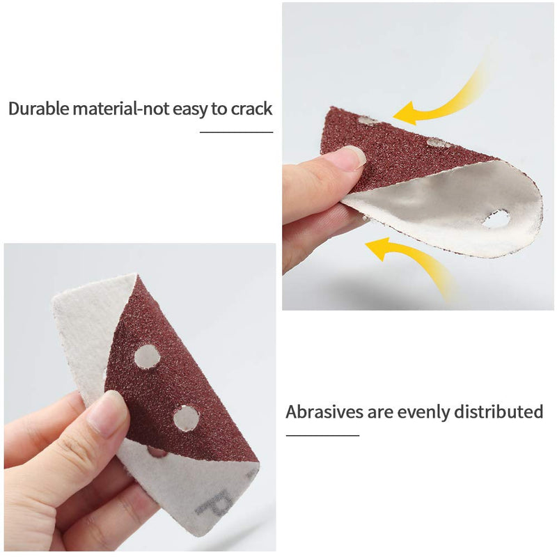 SPEEDWOX 50 Pcs Triangle Sanding Pads Hook and Loop 80 Grit 90mm 6 Holes Fit 3-1/2 Inches Oscillating Multi Tool Detail Sander Sandpaper Triangle Sanding Discs - NewNest Australia