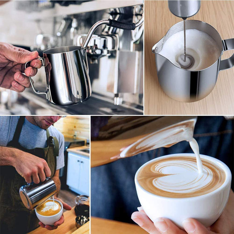 Milk Jug 350ml 12oz Espresso Milk Frothing Pitchers 304 Stainless Steel Barista Cup for Making Coffee Cappuccino - NewNest Australia