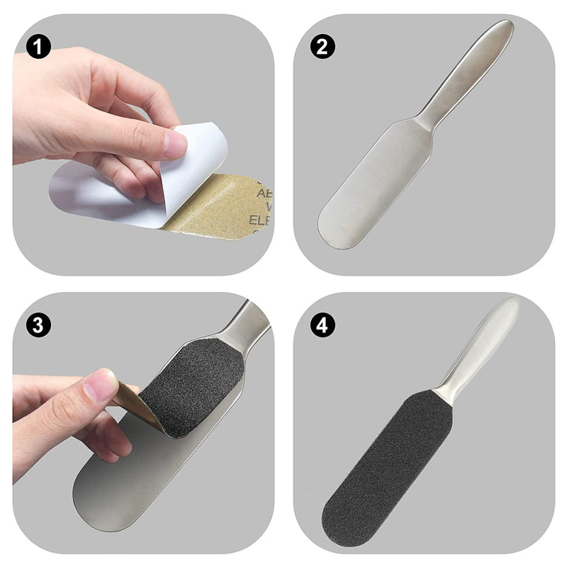 Kalolary 50 PCS Foot Files Reusable Stainless Steel Foot File Callus Remover Professional Abrasive Feet Rasp Foot Refill Pads Pedicure Sandpapers Replacement - NewNest Australia
