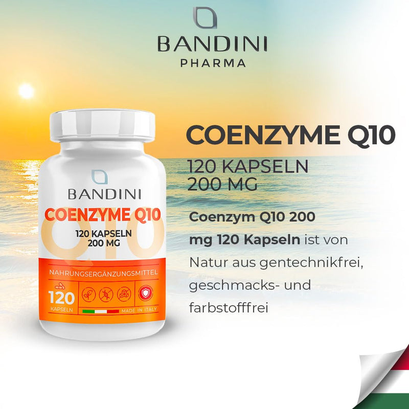 Bandini Coenzyme Q10 High Dose - 200 Mg Pure Q10 (Ubiquinone) Per Capsule - 120 Capsules (4 Months) - Coenzyme Q10 With High Bioavailability - Coq10 From Fermentation - No Unwanted Additives - NewNest Australia