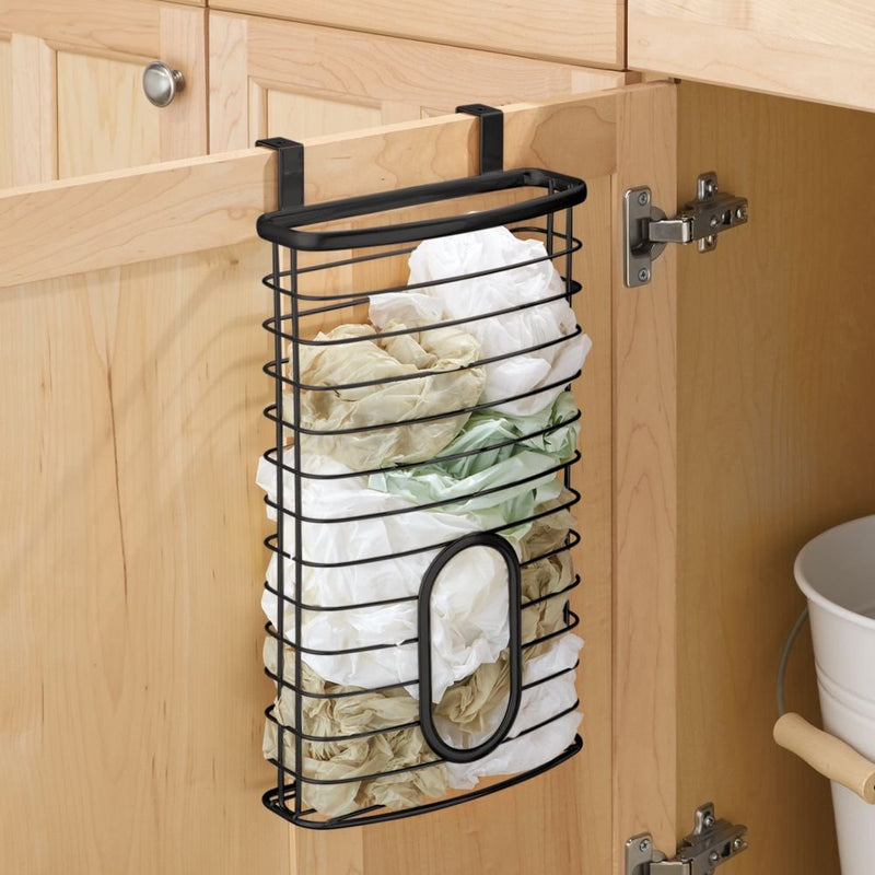 NewNest Australia - iDesign Axis Over the Cabinet Kitchen Storage Holder for Plastic and Garbage Bags - Matte Black 