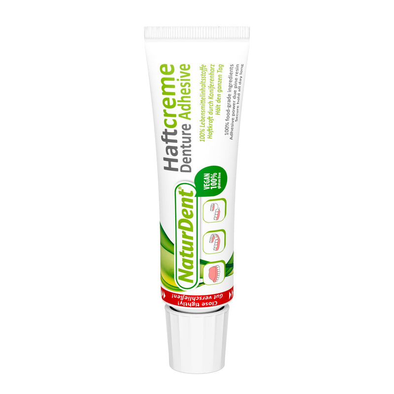 4x NaturDent adhesive cream 40g | The first natural adhesive cream | Insoluble in water - no rinsing, only 1 x daily | 100% food ingredients, vegan, no chemical burden on the body - NewNest Australia