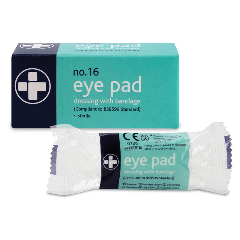 Reliance Medical | REL323 First Aid Eye Pad and Bandage, 16 No. - Thick, Comfortable, Sterile, Individually Boxed Eye Pad Dressing With A Stretch Bandage Attached For Wounds And Injuries- Pack of 10 - NewNest Australia