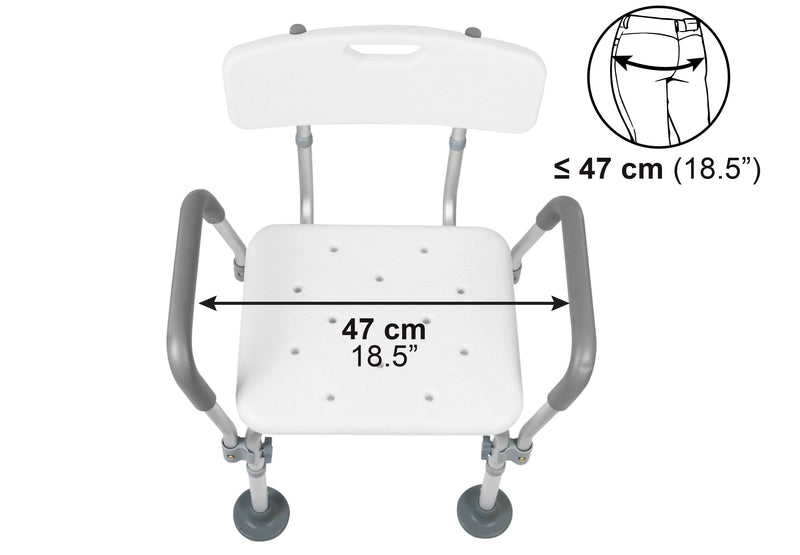 Pepe Shower Chair For Seniors With Backrest, Shower Stool With Armrests, Bathroom Chair For Shower, Shower Seat For Seniors, Height Adjustable, Bath Chair With Backrest, Shower Chair, White, Tool-Free - NewNest Australia