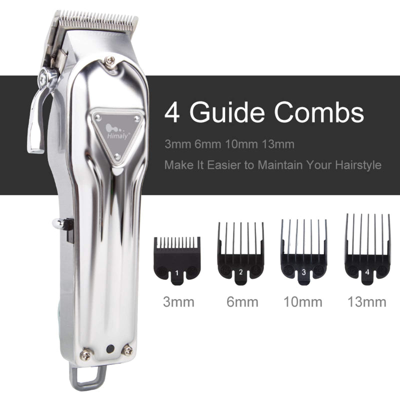 Himaly Professional Hair Clippers - Electric Cordless Hair Clippers Rechargeable Beard Trimmer Cordless & Corded Grooming Kit with 4 Guide Combs for Men and Women Silver - NewNest Australia