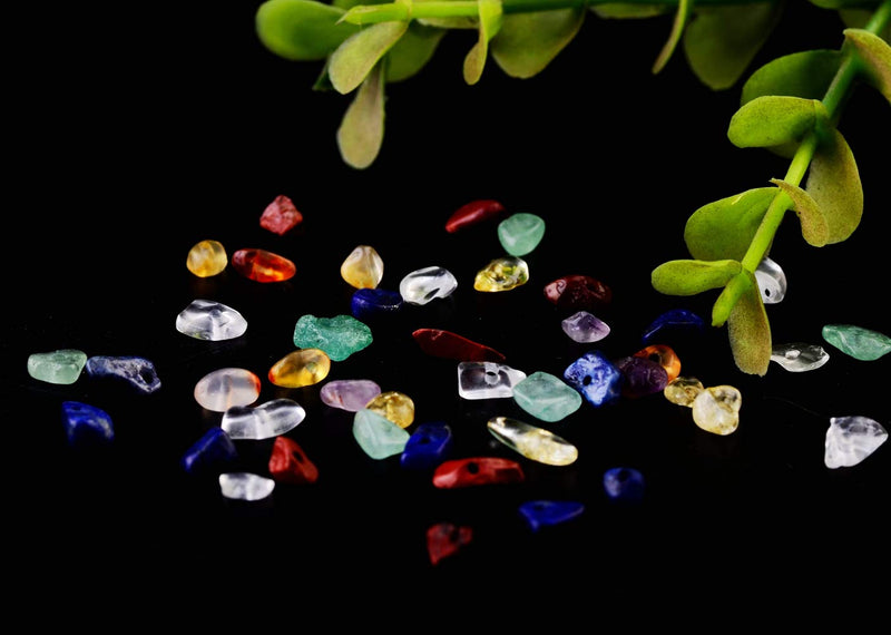 7 Chakra Natural Chip Stone Beads 3-5mm 100g About 500 Pieces Irregular Gemstones Healing Crystal Loose Rocks Bead Hole Drilled DIY for Bracelet Jewelry Making Crafting (3-5mm, 7 Chakra Color Mix) - NewNest Australia
