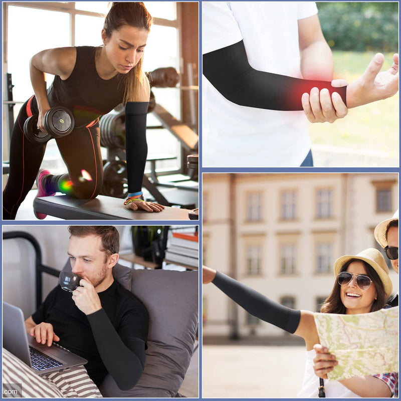 Medical Compression Arm Sleeve for Men & Women by Beister（Single）, 20-30 mmHg Graduated Compression Full Arm Support with Silicone Band for Lymphedema, Varicose Veins, Swelling, Arm Injury, Sports Black XX-Large - NewNest Australia