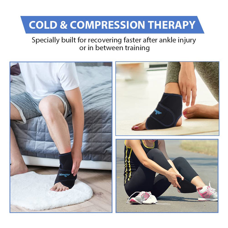 NEWGO Ankle Ice Pack Wrap Reusable Hot Cold Compress Foot Ice Pack for Plantar Fasciitis, Ankle Swelling, Ankle Injuries, Swollen Feet, Ankle Sprain, Post-Surgery Recovery Black B - NewNest Australia