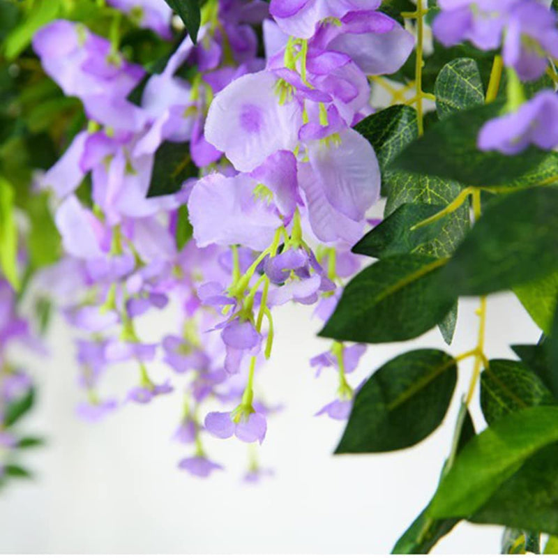 5 Pcs (Total 32.8Ft) Artificial Purple Wisteria Garland Wisteria Vine Rattan Fake Wisteria Vine Flower Garland for Wedding Garden Outdoor Decor - NewNest Australia