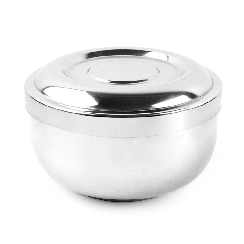 QSHAVE Stainless Steel Soap Shaving Bowl with Lid 4" Diameter Deep Chrome Plated 1 Piece Silver - NewNest Australia
