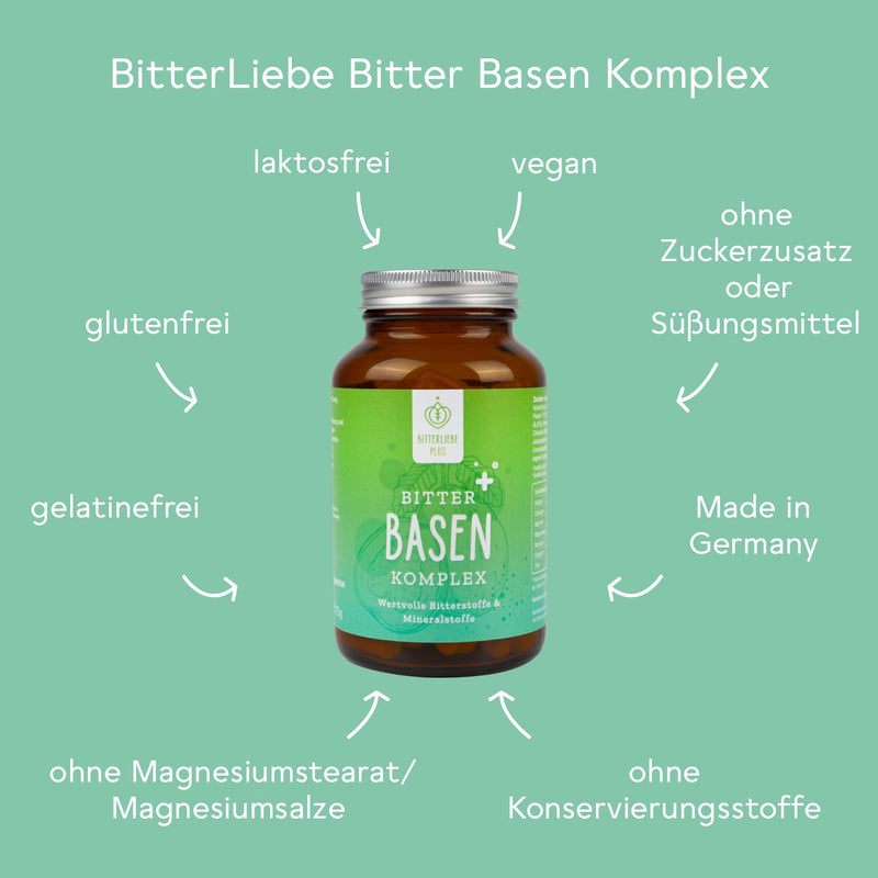BitterLiebe® Plus Bitter Base Complex - Base Tablets Pack of 120 with Zinc for Acid-Base Balance I Vegan Acid Tablets I Base Preparation 1 - NewNest Australia