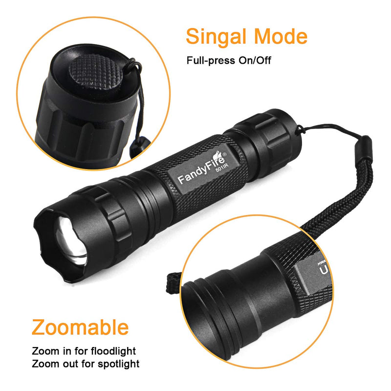 940nm IR Flashlight illuminator Infrared Light Night Vision Adjustable Focus LED Flashlight Torch for Hunting by FANDYFIRE (Not Included 18650 Battery) - NewNest Australia