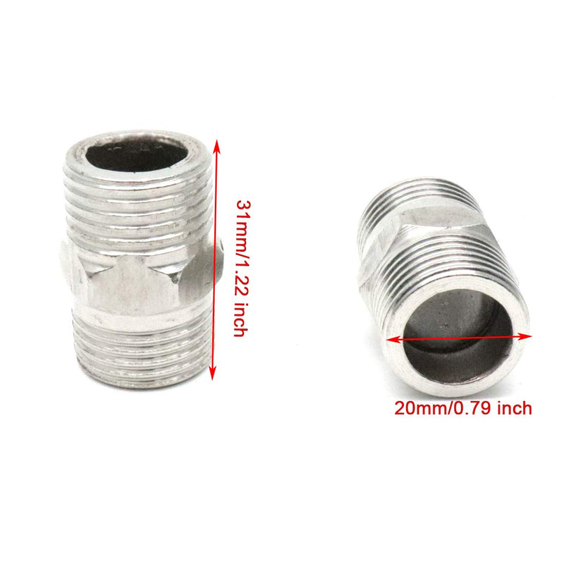 Luomorgo 2pcs Stainless Steel Hex Nipple Pipe Fitting 1/2 NPT Male to 1/2 NPT Male for Air, Liquid or Hydraulic Fitting - NewNest Australia