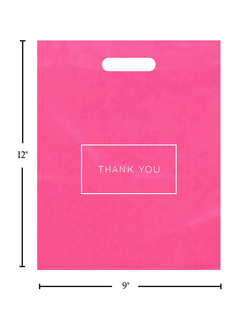 Pink Die Cut Plastic Shopping Bags with Thank You Logo 9" x 12" Boutique Bags with Handles 50 Pack for Merchandise, Gifts, Trade Shows and More 1 Count (Pack of 50) - NewNest Australia
