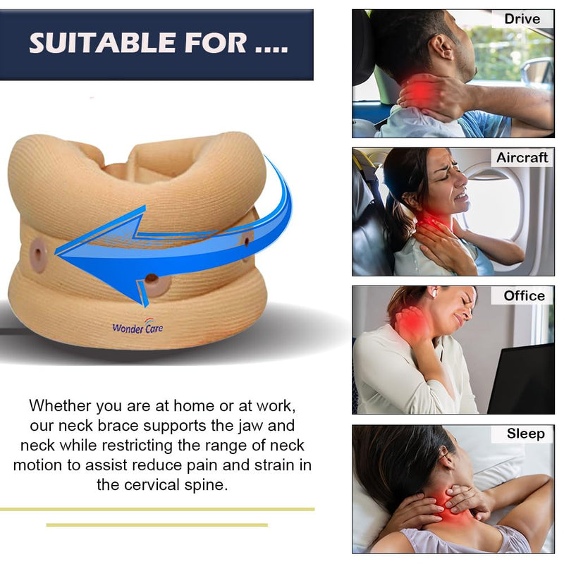 WC- Soft Cervical Collar Adjustable Collar Neck Support Brace, Neck Support Soft Neck Collar Neck Brace for Neck Pain and Support for Women & Men-Large Large Beige - NewNest Australia