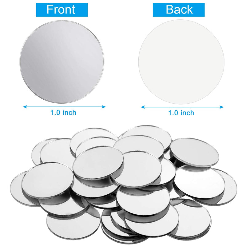 Blulu 100 Pieces Mini Size Round Mirror Adhesive Small Round Mirror Circles Craft Mirror Tiles for Crafts and DIY Projects Supplies 1 Inch - NewNest Australia