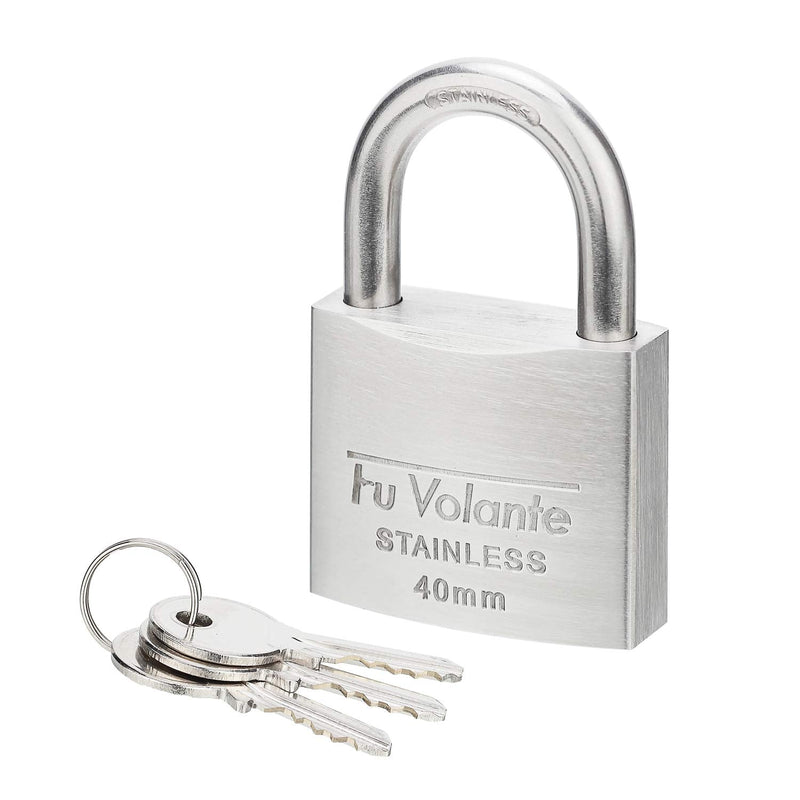 Stainless Steel Pin Tumbler Padlock, 304 Marine Series, Anti Rust Lock, Weatherproof Padlock for Outdoor use, 1-1/2 inch Wide Body, Keyed Different - Stainless Steel Body & Shackle FUPS140 - NewNest Australia