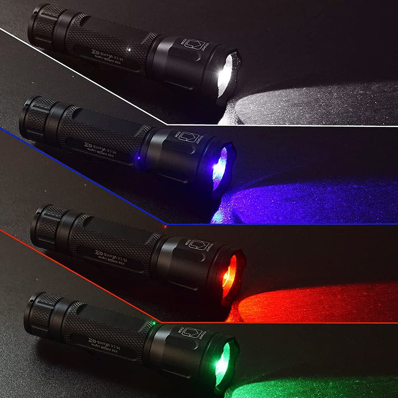 4 colors in 1 Multicolor RGBW LED Tactical Hunting Flashlight, red, green, blue and white light flashlight waterproof and zoomable, suitable for night vision Outdoor Activities - NewNest Australia