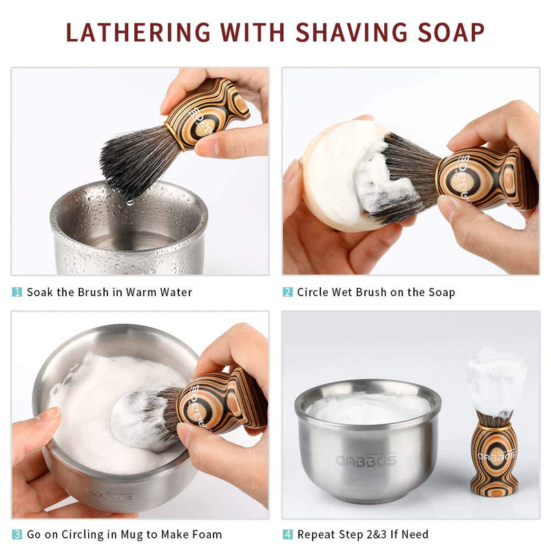 2IN1 Shaving Brush with Holder Set for Manual Shaving, Anbbas Synthetic Hair Brush with Wood Handle,Black ABS Hanging Design Adjustable Shaving Stand for Most Wet Shave Brushes 2in1-Stripe - NewNest Australia