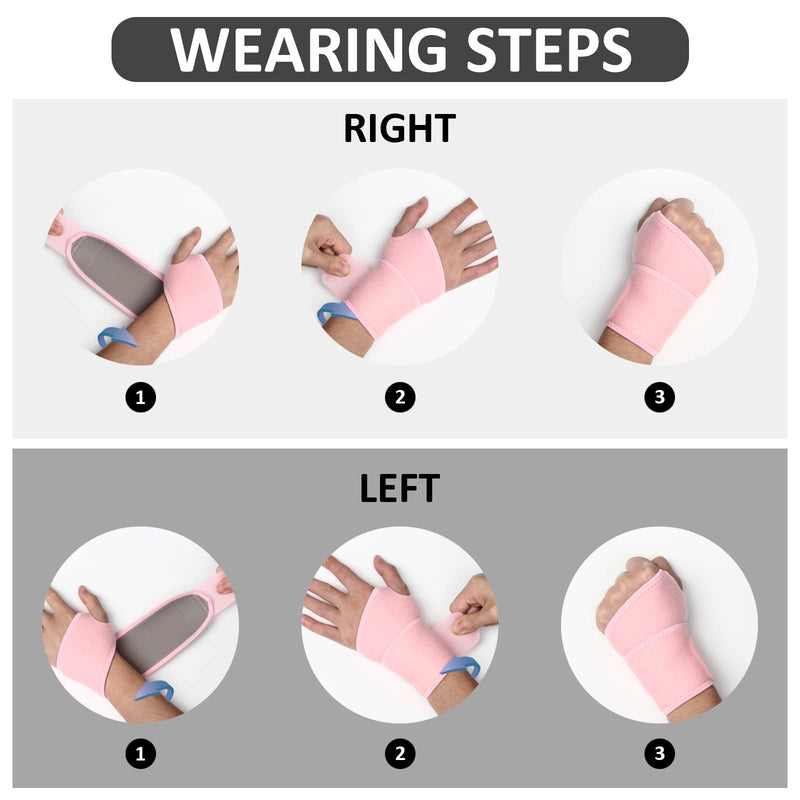 Wrist Support Adjustable Wrist Brace Compression for Women and Men 1 Pack Carpal Tunnel Support for Arthritis, Tendinitis, Pain Relief, Sports, Work for Right and Left Hands (Pink) Pink - NewNest Australia
