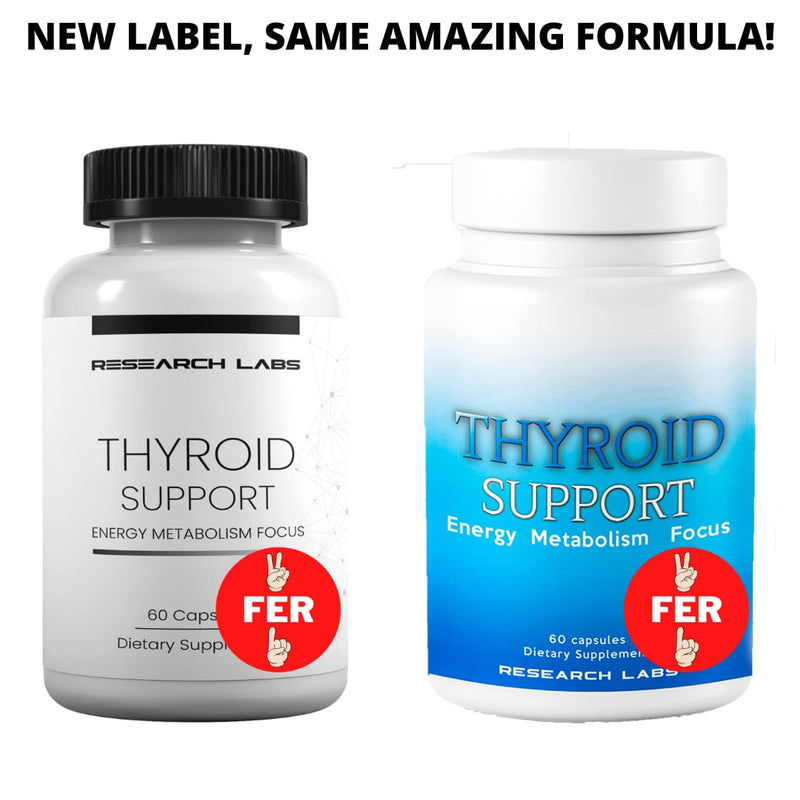 Research Labs Thyroid Support + Iodine Supplement - Energy, Metabolism, Focus (60 Capsules) - 2 Pack. New Label, Same Amazing Product! - NewNest Australia