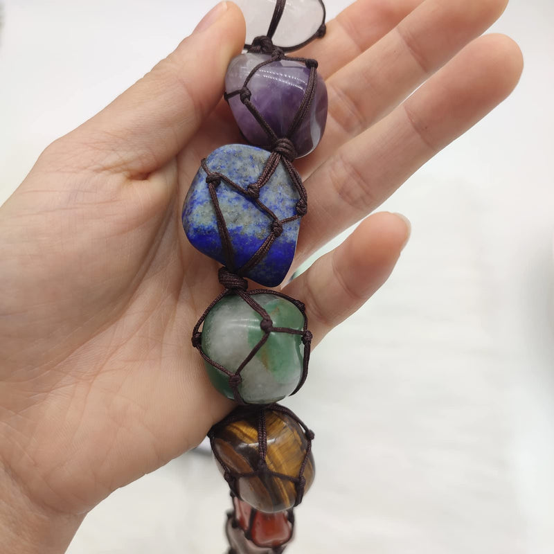 7 Chakras Healing Crystals, Natural Gemstones Spiritual Gifts for Women Polished Tumbled Stones Positive Energy Spiritual Meditation Hanging Ornament/Window Ornament/Feng Shui - NewNest Australia