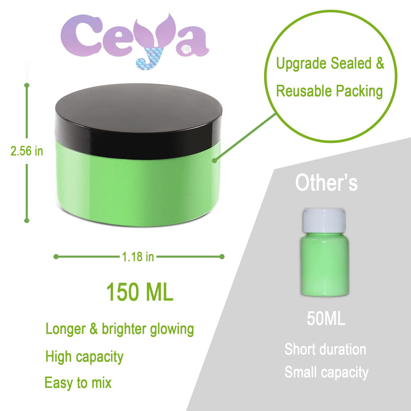 Ceya Fluorescent Aqua Glow Powder, 5.3oz/150g Glow in The Dark Pigment Powder, Luminous Powder Resin Color Pigment, Fluorescent Pigment Dye for Epoxy Resin Slime Paint Nail Art Party DIY Crafts - NewNest Australia