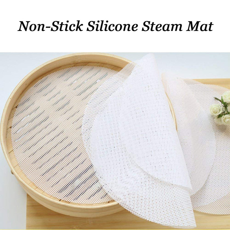 Inchant 5Pcs Kitchen Silicone Steamer Mesh Non-Stick Pad Round Shape Dumplings Mat Steamed Buns Baking Pastry Dim Sum Mesh（11" Diameter） - NewNest Australia